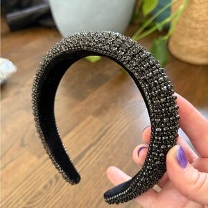 Embellished Black Crystal Padded Headband